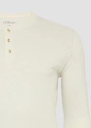 s.Oliver Langarmshirt mit Henleyausschnitt Khaki/Dunkelrot/Beige/Weiß/Creme/Hellgrün