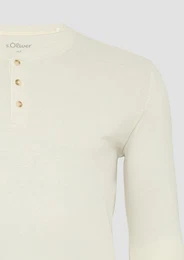 Langarmshirt Langarmshirt mit Henleyausschnitt und Web-Details Logo