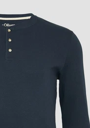 Langarmshirt Langarmshirt mit Henleyausschnitt und Web-Details Logo