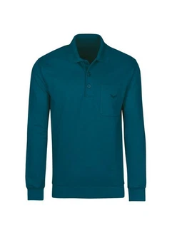Trigema Sweatshirt Langarm Polo Türkis/Grün Trigema Sweatshirt Langarm Polo Türkis/Grün