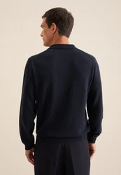 seidensticker Strickpullover Regular Langarm Kragen Uni Dunkelblau/Hellblau/Blau/Dunkelrot