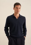 seidensticker Strickpullover Regular Langarm Kragen Uni Dunkelblau/Hellblau/Blau/Dunkelrot