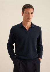 seidensticker Strickpullover Regular Langarm Kragen Uni Dunkelblau/Hellblau/Blau/Dunkelrot