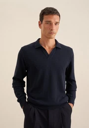 Strickpullover Regular Langarm Kragen Uni