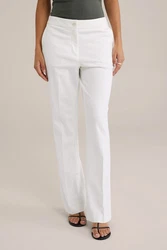 WE Fashion Anzughose Weiß/Khaki/Creme