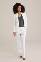 WE Fashion Anzughose Weiß/Khaki/Creme