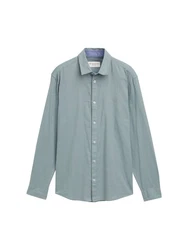 TOM TAILOR Langarmhemd Regular Fit Chambray Grau/Türkis/Hellblau/Blau/Grün