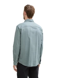 TOM TAILOR Langarmhemd Regular Fit Chambray Grau/Türkis/Hellblau/Blau/Grün