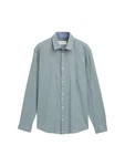 TOM TAILOR Langarmhemd Regular Fit Chambray Grau/Türkis/Hellblau/Blau/Grün
