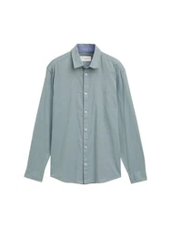 TOM TAILOR Langarmhemd Regular Fit Chambray Grau/Türkis/Hellblau/Blau/Grün