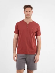 LERROS Henleyshirt Serafino-Shirt Rot/Dunkelrot