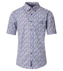 CASAMODA Kurzarmhemd Casual Short Hellblau/Blau/Dunkelblau
