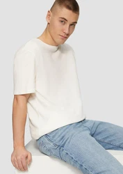 QS Kurzarmshirt Rundhals T-Shirt Strukturjersey 