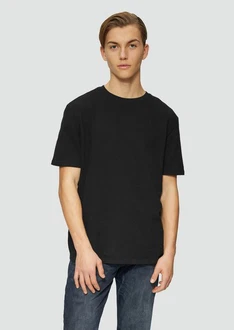 QS Kurzarmshirt Rundhals T-Shirt Strukturjersey 
