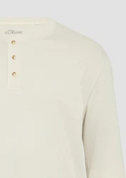 s.Oliver Langarmshirt mit Henleyausschnitt Khaki/Braun/Beige/Dunkelrot