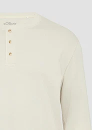 Langarmshirt Langarmshirt mit Henleyausschnitt und Web-Details Logo