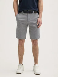 TOM TAILOR Bermudas Stretch Slim Chino Shorts mit Gürtel Grau/Hellgrau/Dunkelgrau