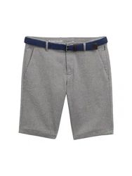 TOM TAILOR Bermudas Stretch Slim Chino Shorts mit Gürtel Grau/Hellgrau/Dunkelgrau