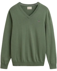 Gant Strickpullover CLASSIC COTTON V-NECK Dunkelgrün/Grün