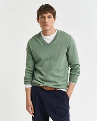 Gant Strickpullover CLASSIC COTTON V-NECK Dunkelgrün/Grün