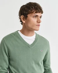 Gant Strickpullover CLASSIC COTTON V-NECK Dunkelgrün/Grün