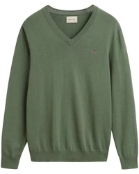 Gant Strickpullover CLASSIC COTTON V-NECK Dunkelgrün/Grün