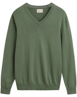 Gant Strickpullover CLASSIC COTTON V-NECK Dunkelgrün/Grün