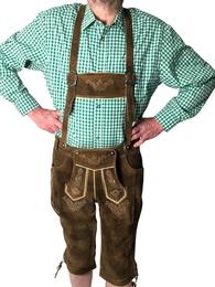 Trachtenlederhose Kniebund Lederhose Franz dunkelbraun (mit Trgern)