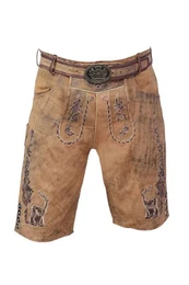 Trachtenlederhose Jose kurze Lederhose braun mit Grtel