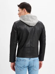 Finshley & Harding Lederjacke Cyprus Schwarz/Grau/Dunkelgrau