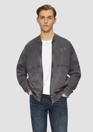 Outdoorjacke Gewaschene Sweatshirtjacke im Bomber-Style mit Front-Print Artwork