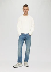 QS Langarmshirt Gewaschenes Henley-Longsleeve Weiß/Creme