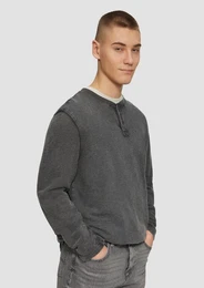 Langarmshirt Gewaschenes Henley-Longsleeve in Strukturjersey Waschung