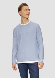 Strickpullover Gewaschener Strickpullover mit Rollkante Waschung