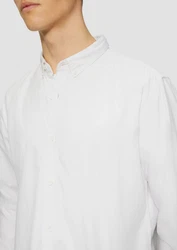 QS Langarmhemd Regular Fit mit Logostickerei Weiß/Creme