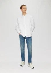 QS Langarmhemd Regular Fit mit Logostickerei Weiß/Creme