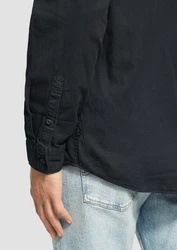 QS Langarmhemd Regular Fit mit Logostickerei Schwarz/Hellblau/Rot