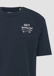 s.Oliver Kurzarmshirt T-Shirt im Relaxed Fit Dunkelblau/Grau