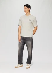 s.Oliver Kurzarmshirt T-Shirt im Relaxed Fit Beige/Khaki/Grau/Weiß