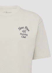 s.Oliver Kurzarmshirt T-Shirt im Relaxed Fit Beige/Khaki/Grau/Weiß