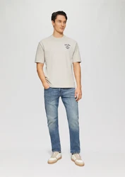 s.Oliver Kurzarmshirt T-Shirt im Relaxed Fit Khaki/Grau/Beige