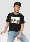 s.Oliver Kurzarmshirt T-Shirt mit Print Artwork Gold/Silber