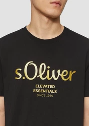s.Oliver Kurzarmshirt T-Shirt mit Print Artwork Gold/Silber