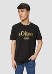 s.Oliver Kurzarmshirt T-Shirt mit Print Artwork Gold/Silber