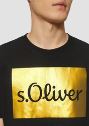 s.Oliver Kurzarmshirt T-Shirt mit Print Artwork Gold/Silber