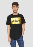 s.Oliver Kurzarmshirt T-Shirt mit Print Artwork Gold/Silber