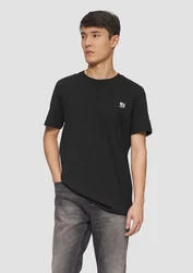s.Oliver Kurzarmshirt T-Shirt mit Print Artwork Gold/Silber