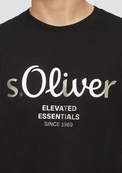 s.Oliver Kurzarmshirt T-Shirt mit Print Artwork Gold/Silber