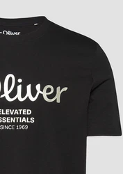 s.Oliver Kurzarmshirt T-Shirt mit Print Artwork Gold/Silber