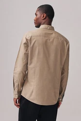 Next Langarmhemd Slim Fit Oxfordhemd Braun/Khaki/Beige